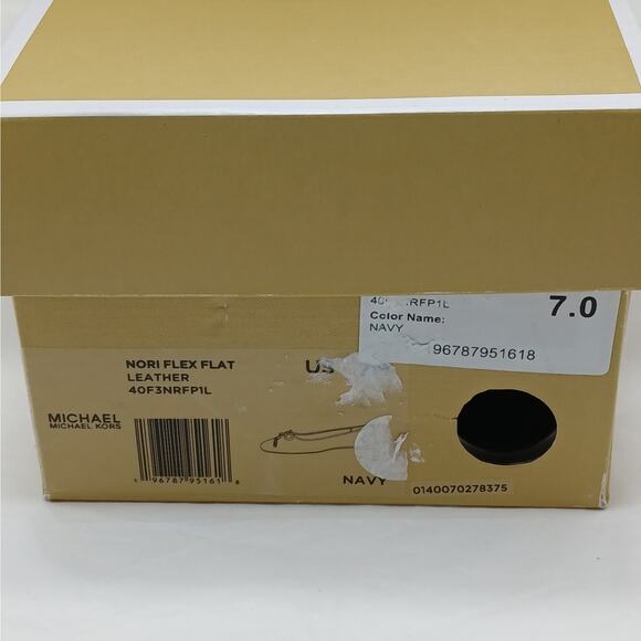 Michael Kors Womens Logo Ballet Flats Size 7M Navy Leather Casual Comfort Shoes - Picture 4 of 9